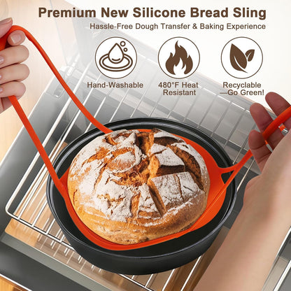 JOCXSPI Upgraded Thickened Silicone Banneton Proofing Baskets with Lids