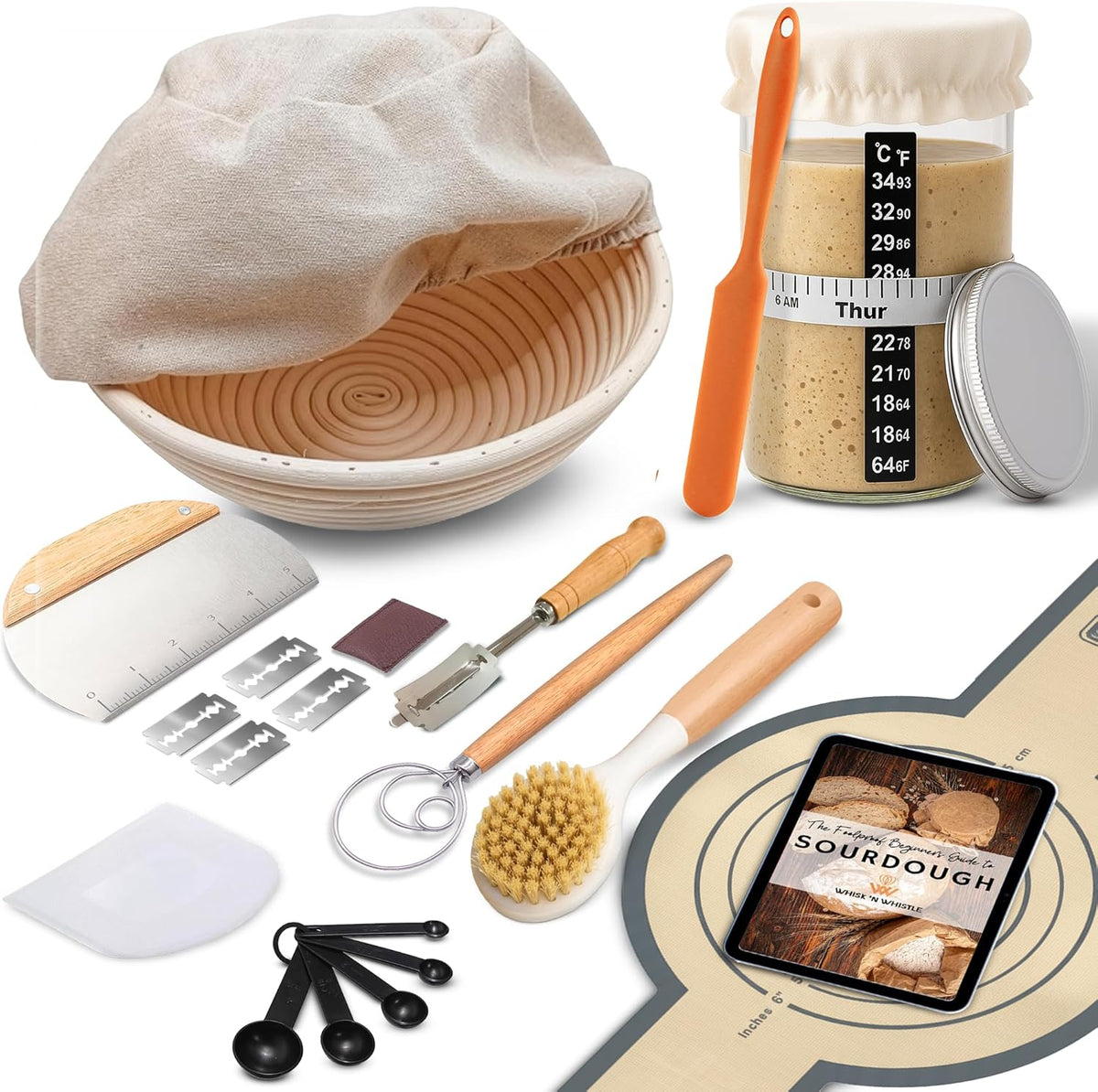 Banneton Bread Proofing Basket Set, 2 x Round 9 Inch Bread Proofing Baskets