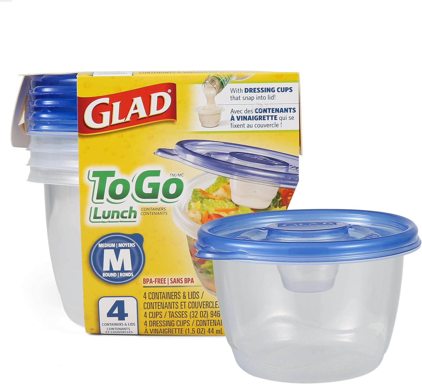 Glad GladWare Tall Entree Food Storage Containers with Lids, Large Square BPA Free Plastic for Meal Prep and Lunches, Lock Tight Seal, Microwave and Dishwasher Safe, 42 Oz, 3 Count