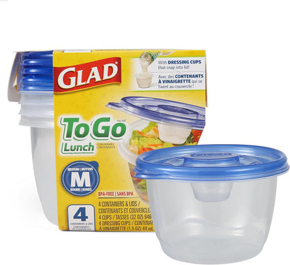 Glad GladWare Tall Entree Food Storage Containers with Lids, Large Square BPA Free Plastic for Meal Prep and Lunches, Lock Tight Seal, Microwave and Dishwasher Safe, 42 Oz, 3 Count