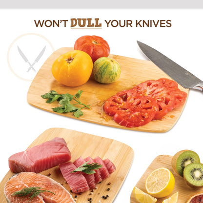 Bamboo Cutting Board Set of 3, Reversible Wood Cutting Boards for Kitchen
