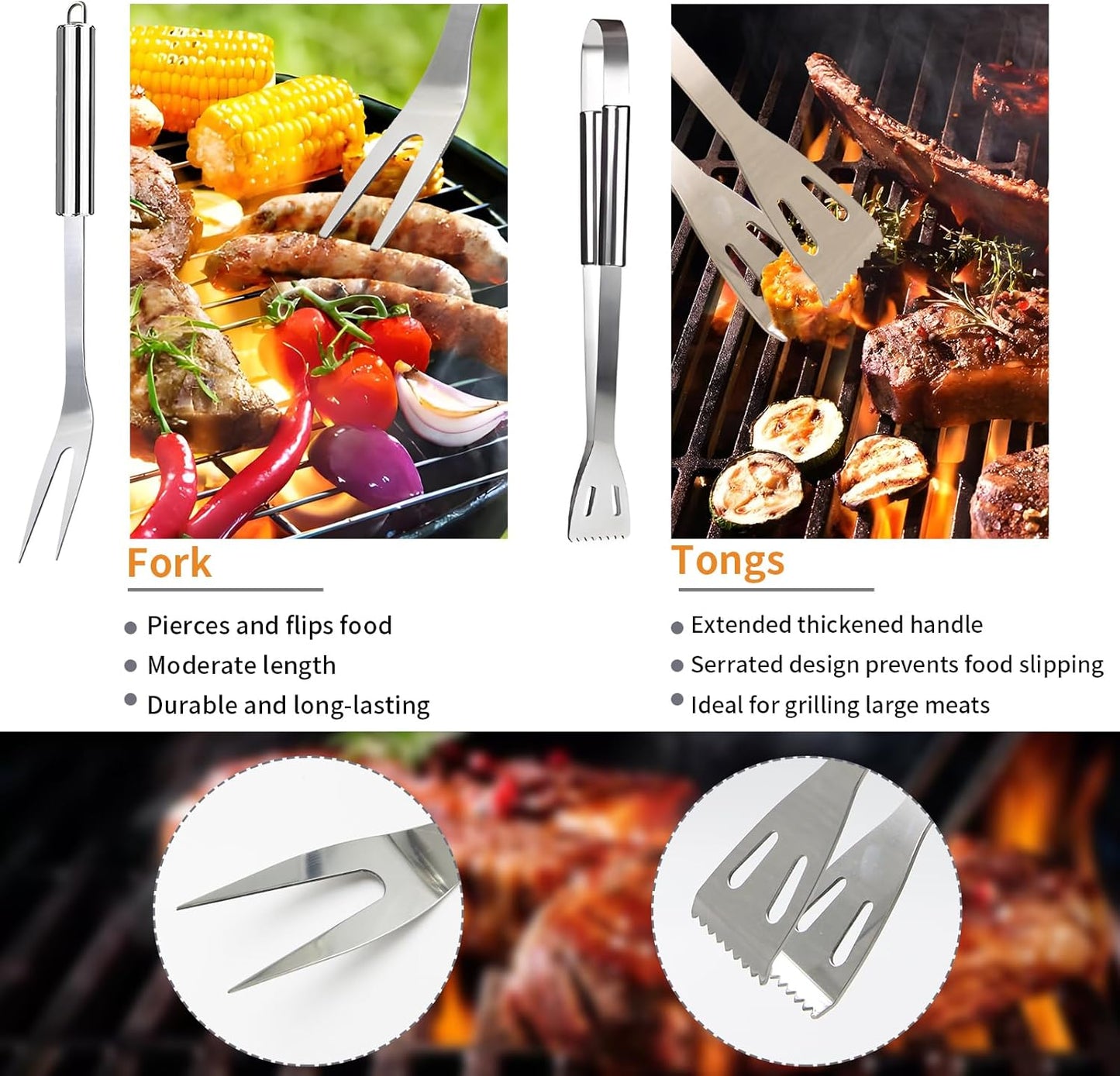 28PCS Stainless Steel BBQ Grill Accessories Set, Grilling Gifts for Men Birthday Father's Day, Portable Multifunction Grilling Utensils Tools Kit with Storage Bag for Outdoor Grill Camping BBQ Party