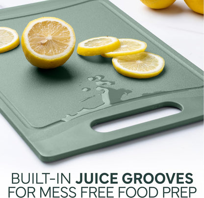 COOK WITH COLOR Non-Slip Cutting Board Set – Kitchen Essentials with Easy Grip Handle for Meat, Veggies, and Fruits, 3 Cutting Boards, Speckled White