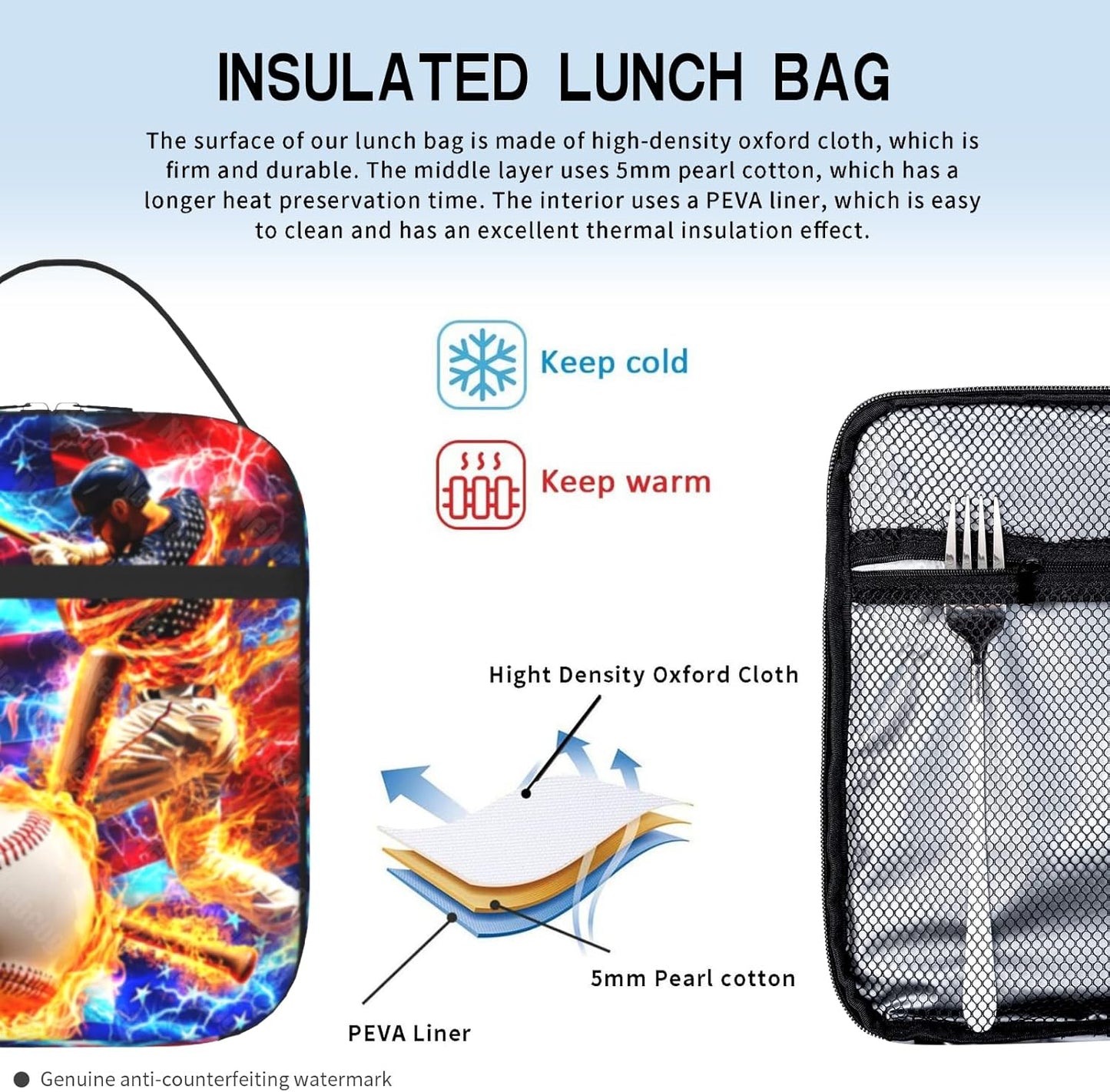 Boys Lunch Box for School Insulated Football Lunch Bag for Kid Boys Girls Teen Bento Boxes to School Office Picnic Travel Hiking Lunchbag Waterproof Leakproof with Adjustable Shoulder Strap