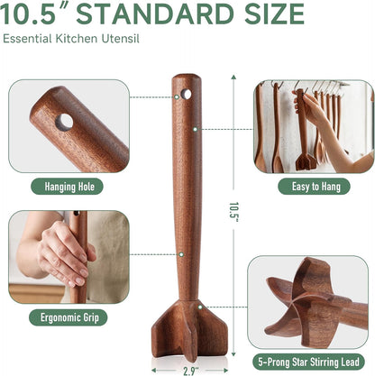 Natural Wooden Meat Chopper, 10.5 Inches Ground Beef Chopper