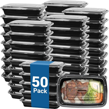 50-Pack 32 oz Reusable Meal Prep Containers 1 Compartment Food Storage Containers with Lids, Bento Box, Stackable, Microwave/Dishwasher/Freezer Safe, BPA Free
