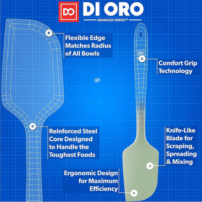 DI ORO Large Silicone Spatula - 600F Heat Resistant, Black