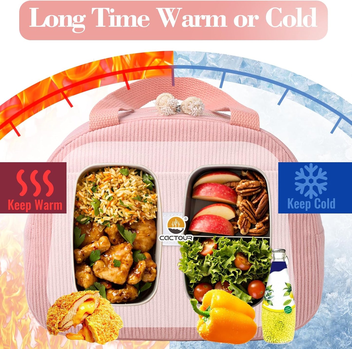 CaCTOUR Lunch Box for Women Girls Teens,Cute Lunch Box Cooler Bag, Portable Insulated Small Lunch Bag Women Reusable Corduroy Lunch Tote for Work/Travel/Picnic/School (Dog Green,Small)