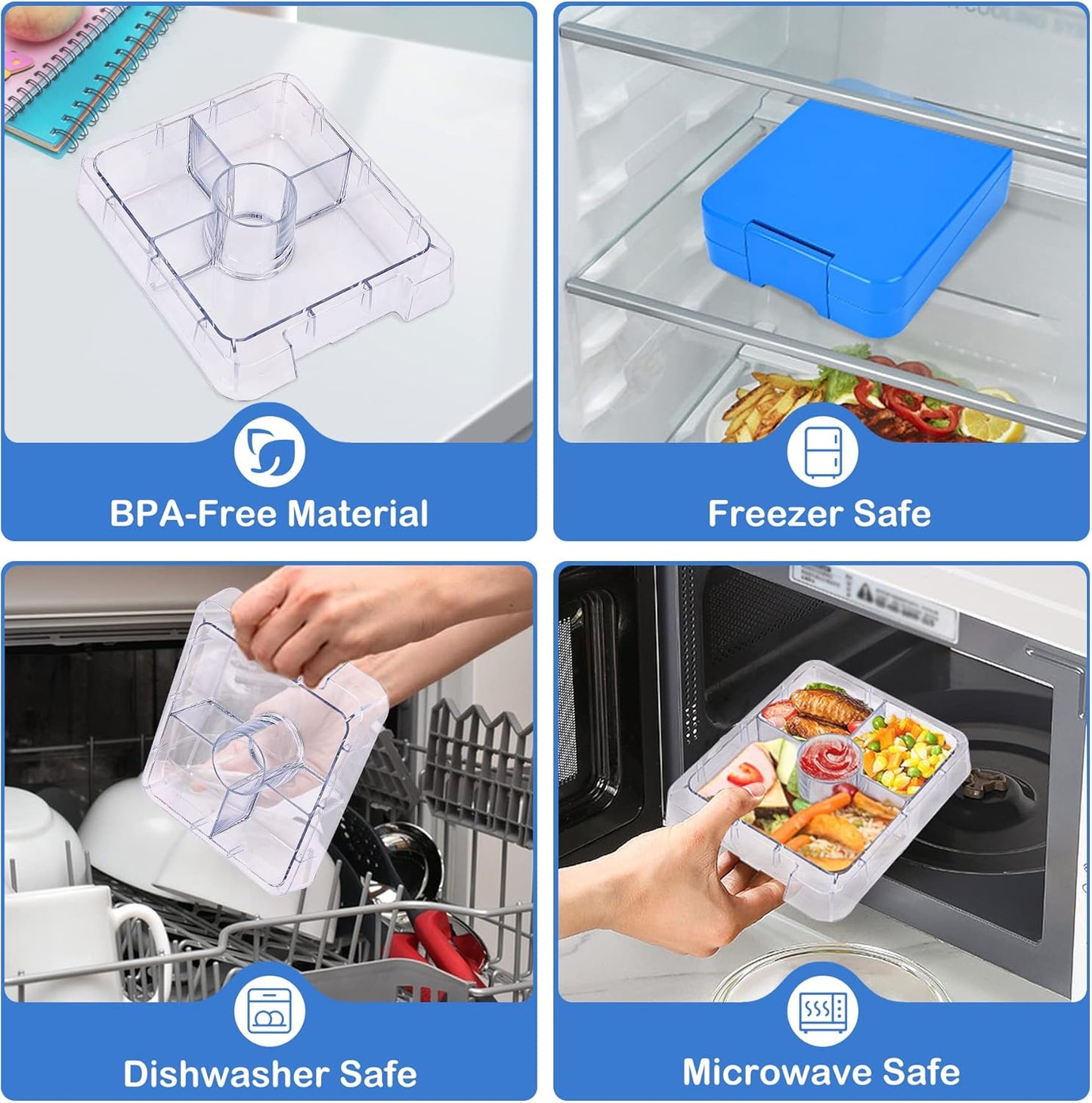 Pawtong Bento Lunch Box Set With 10oz Soup Thermo, Leak-proof Lunch Containers with 4 Compartment, Kids Hot Thermo Food Jar/Insulation Lunch Bag, Food Containers for School（Dinosaur）