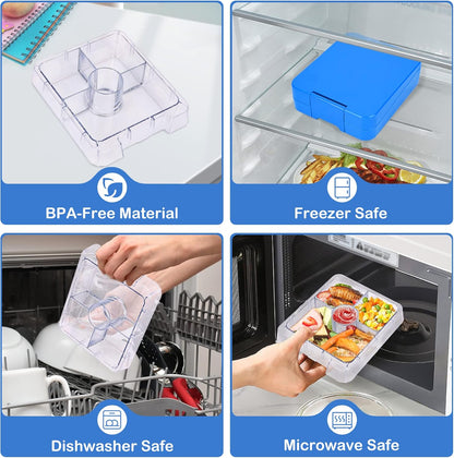 Pawtong Bento Lunch Box Set With 10oz Soup Thermo, Leak-proof Lunch Containers with 4 Compartment, Kids Hot Thermo Food Jar/Insulation Lunch Bag, Food Containers for School（Dinosaur）