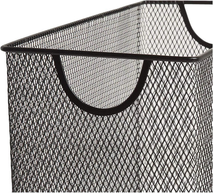 Set of 3 Household Wire Mesh Metal Steel Storage Basket Organizer CD Storage Boxes Organizer Bin Container Tote with Handles for Home Office 10.5" x 5.5" x 5.5"