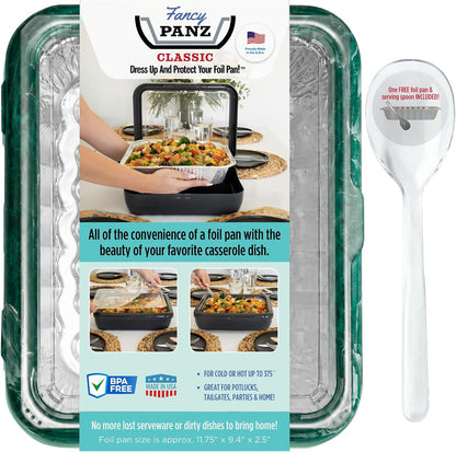 Fancy Panz Red Classic Aluminum Foil Pan Carrier with Secure Latch Lid - Reusable Casserole Carrier for Half Size Pans - Food Transport Holder for Potlucks, Parties, Tailgates & Entertaining