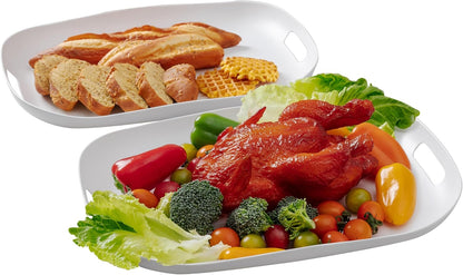 Chip & Dip Serving Tray Set, 4 Sectional Round Melamine Serving Platter, Relish Tray, Round Compartment Appetizer platter for Veggies, Candy and Snacks, Matte Black, Set of 2