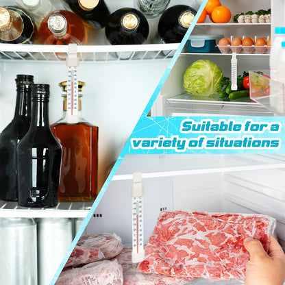 12 Pack Refrigerator Freezer Thermometer - Fridge Thermometer with Dual-Scale -40-50°C/-40-122°F Long Strip Hanging Standing Analog Thermometer for Freezer Refrigerator Cooler