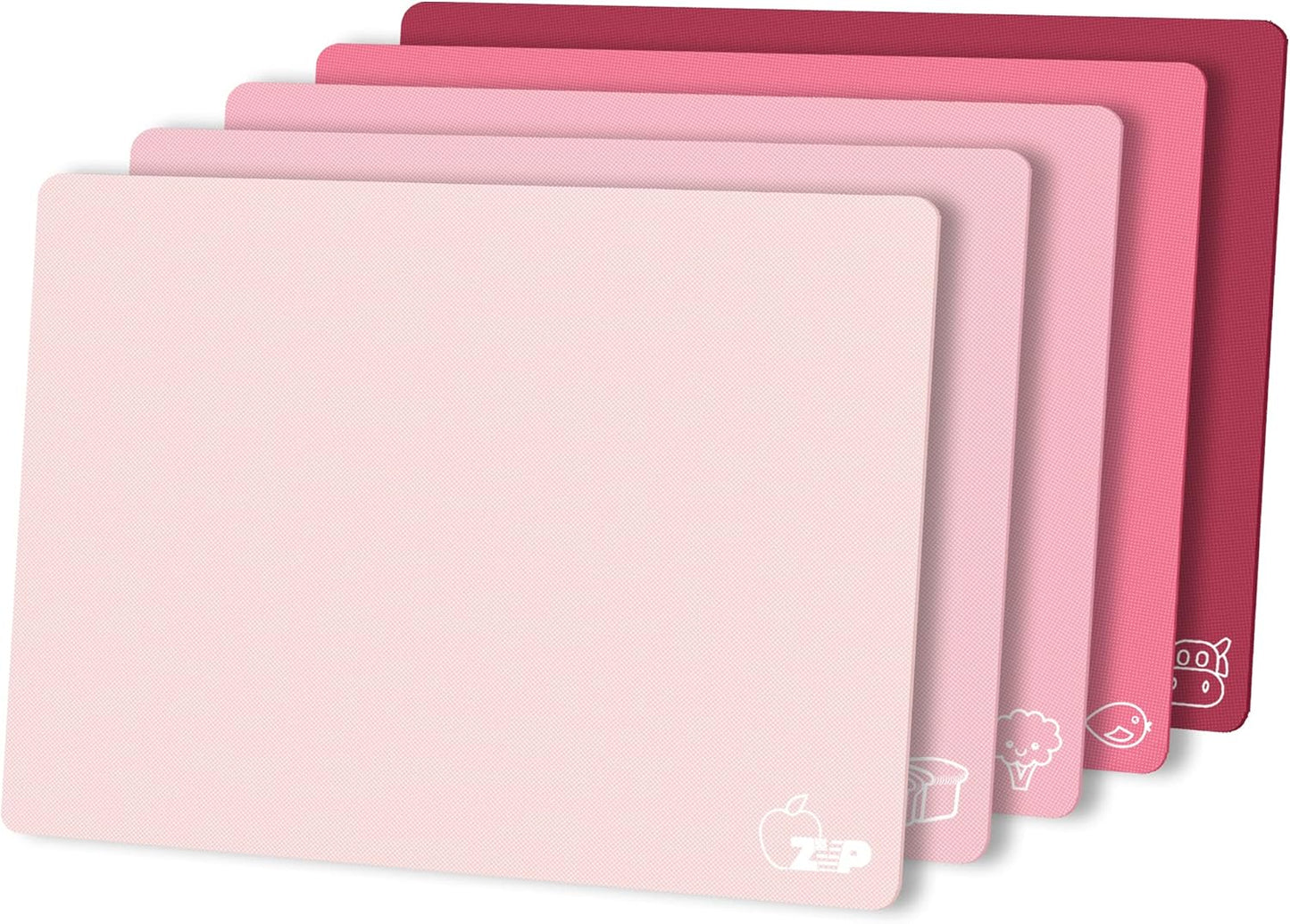 ZVP Flexible Plastic Cutting Board Set of 5 Gradient Color, Colorful Chopping Boards, BPA Free Mats, Non-Slip, Dishwasher Safe, 15x12 Inch, Gray Neutral Colors