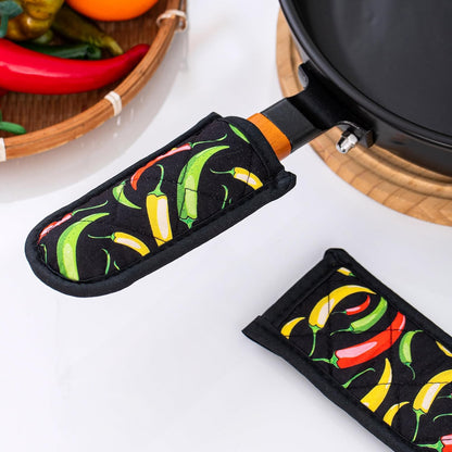 Cast Iron Skillet Handle Covers,Pot Handle Covers Heat Resistant,Pot Holders for Kitchen Heat Resistant,Machine Washable Handle Mitts 2 PCS(Striped)