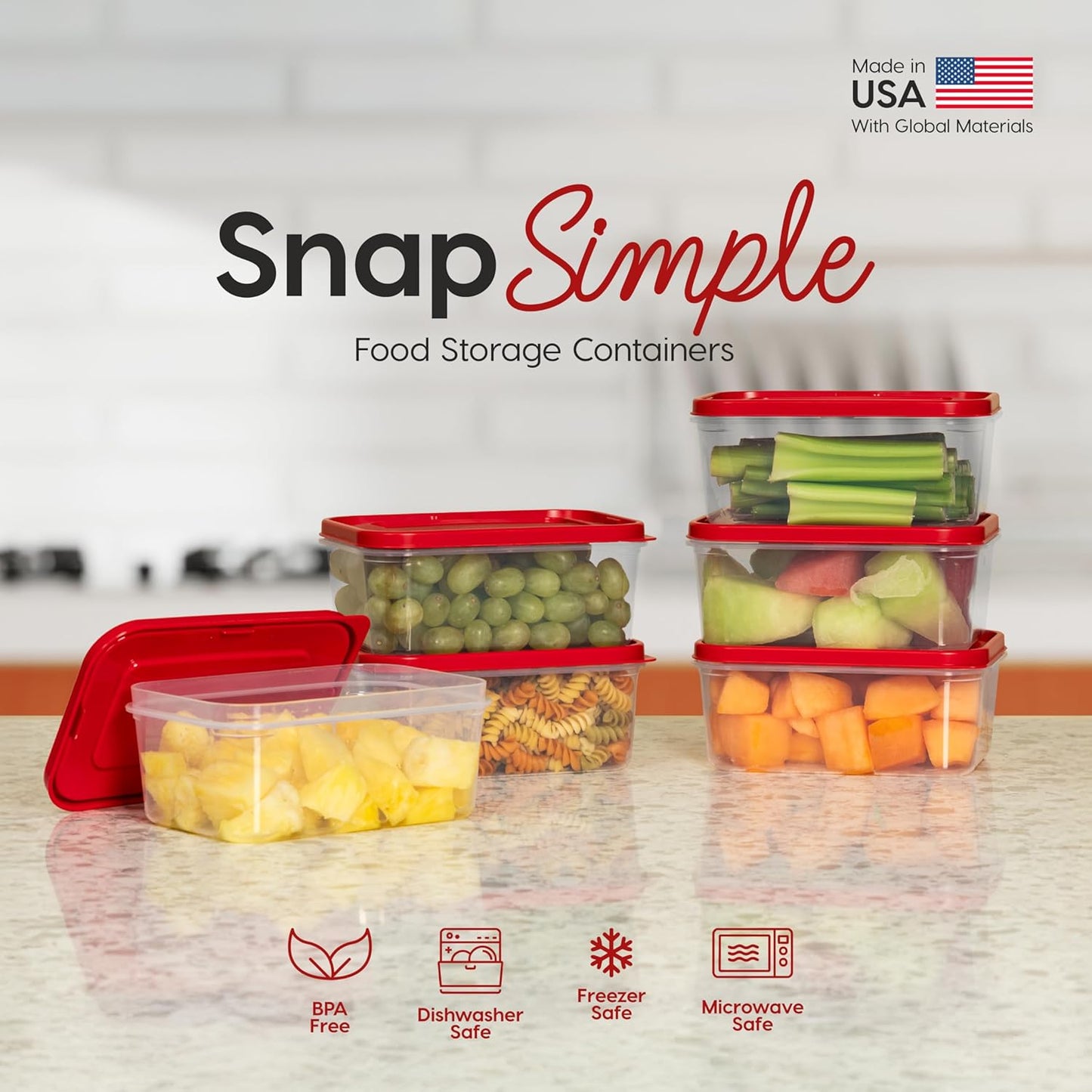 IRIS USA 44 PC Plastic Food Storage Containers With Lids | 22 Meal Prep Containers & 22 Lids | Leftovers Office Lunch Snack Fruit, Microwave Dishwasher Freezer Safe, BPA Free