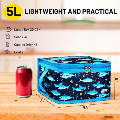 MIER Small Lunch Bag for Kids & Adults Compact Insulated Lunch Box Portable Thermal Mini Cooler for Work School Travel, Bluesteel