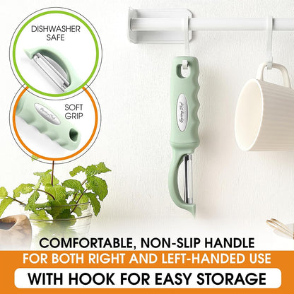 Spring Chef Premium Swivel Vegetable Peeler, Soft Grip Handle and Ultra Sharp Stainless Steel Blades - Perfect Kitchen Peeler For Veggie, Fruit, Potato, Carrot, Apple - Mango