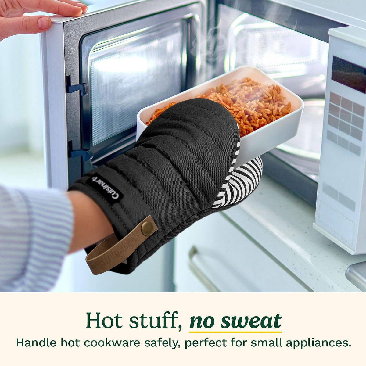Cuisinart Mini Oven Mitts, 2-Pack 5.5"x8", Printed Silicone, 450F