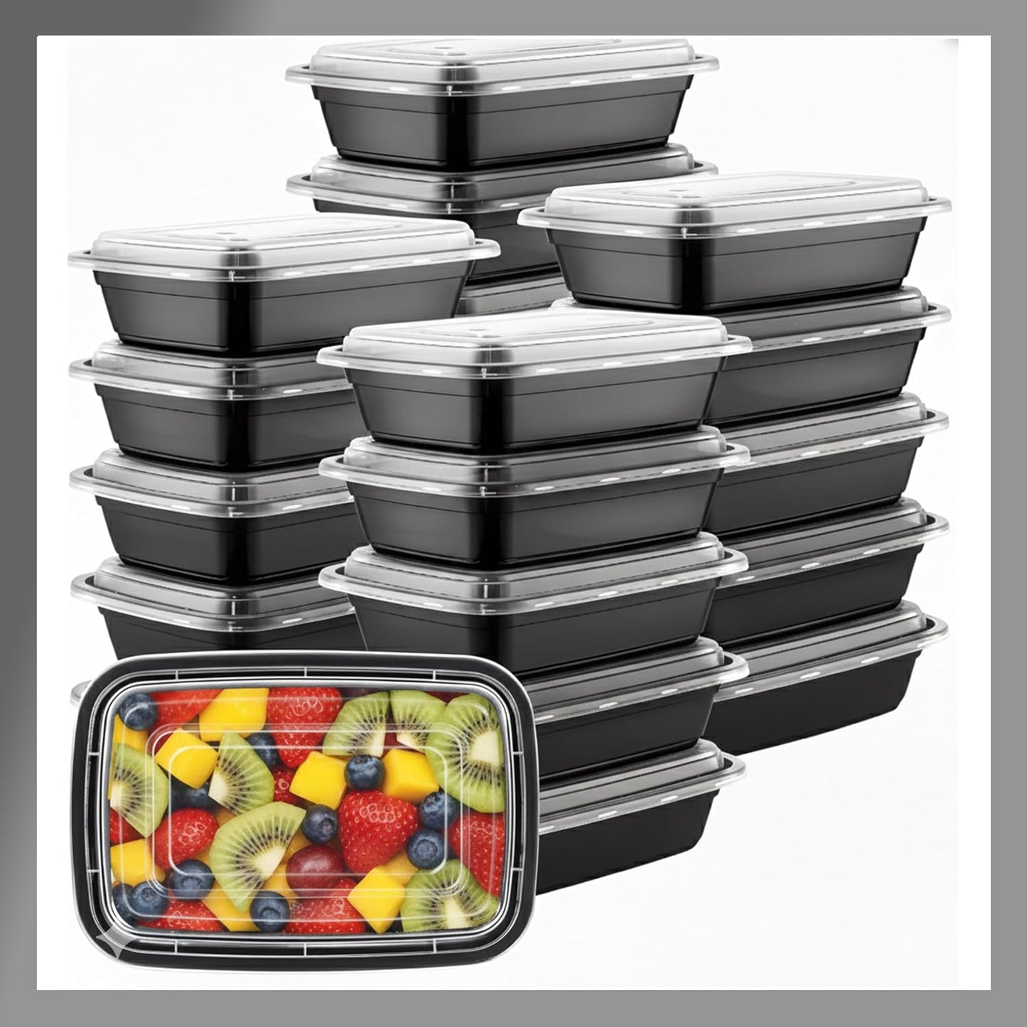 Meal Prep Containers [10 Set] 38 oz with Lids, 1 compartment, Stackable, Reusable, Leakproof, Food Safe, Microwave, Freezer & Dishwasher Safe for Food Prep Storage Bento Box (10 Set, 38 oz)