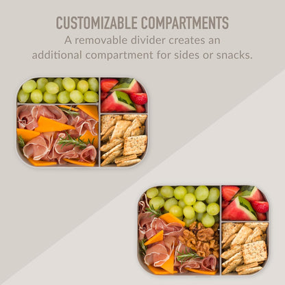 Bentgo® Modern Tray with Matte Lid - Reusable, BPA-Free, Meal Prep Containers for Adults with Removable Divider - 3 or 4 Compartments for Healthy Portioned Meals At Home & On the Go (Navy)