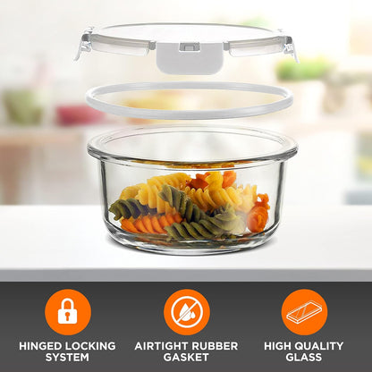 NutriChef 24pcs Glass Food Storage Containers, (12 Stackable Heavy Duty Meal Prep Containers w/ 12 Airtight Lids), Microwave, Freezer, & Dishwasher Safe for Food, Snacks, Fruit & More, (Gray)