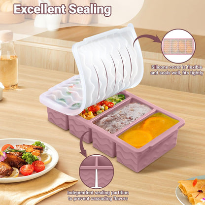 Doasuwish Silicone Freezer Molds for Soup with Lid – 1-Cup Soup Container Style Ice Cube Trays for Freezer, Meal Prep & Food Storage, Freeze 250mL/125mL Portions – 2 Pack