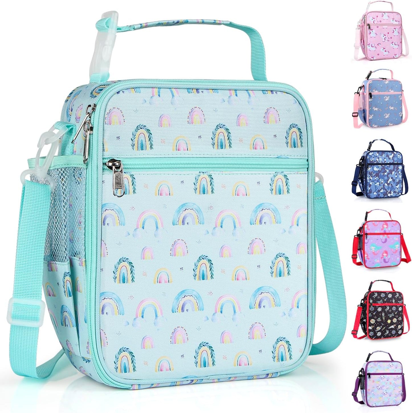 Kids Insulated Lunch Box Bag, Thermal Picnic Cool Bags with Adjustable Strap for Adults Children Women Men Boys Girls School Work (CAM-Blue)