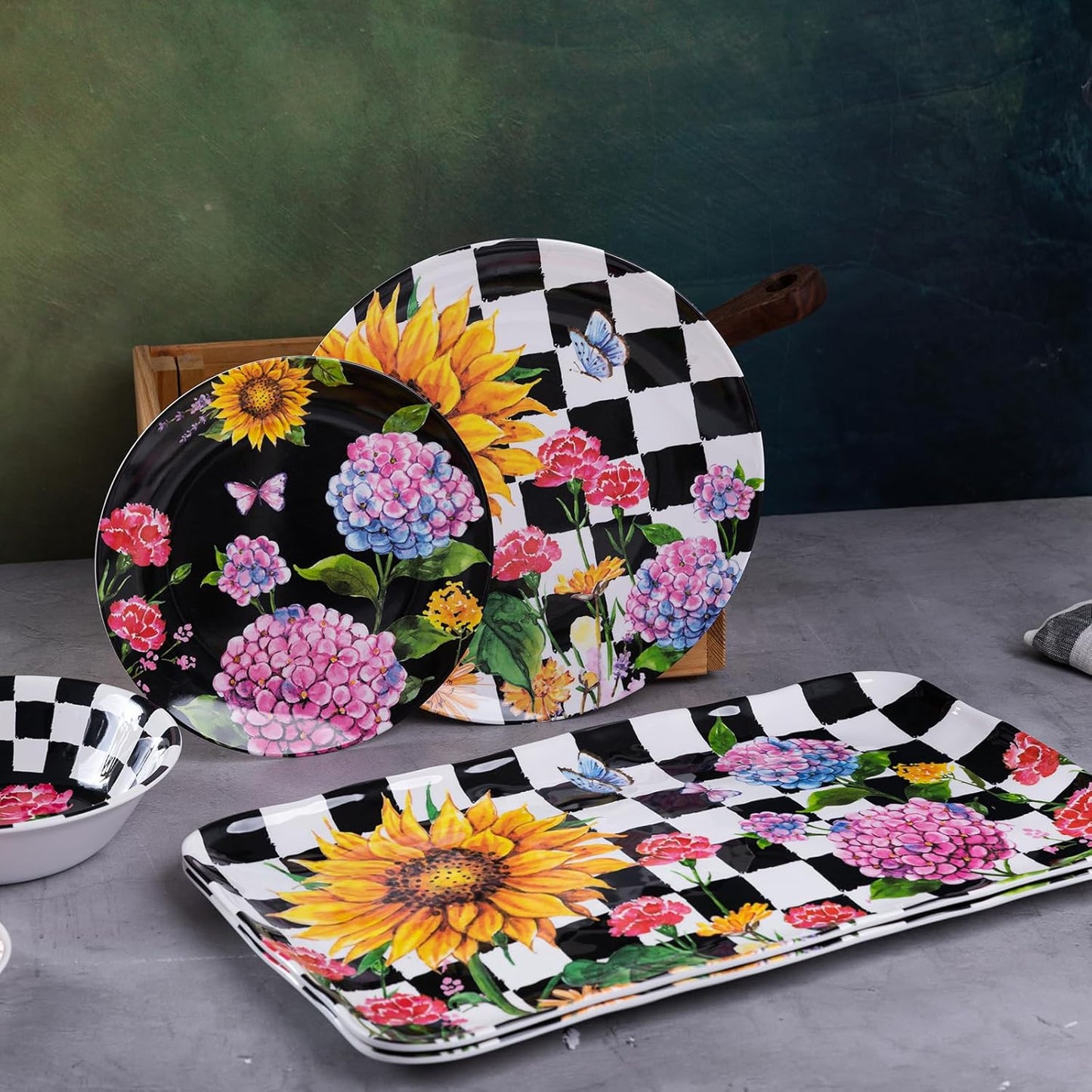 LEHAHA Grilling Prep and Serve Trays, BBQ Serving Platter, Melamine Serving Trays for Food, Set of 2, Great Gift for Father's Day, BBQ Lovers, Prefect for Chrismas Festival and Everyday use.