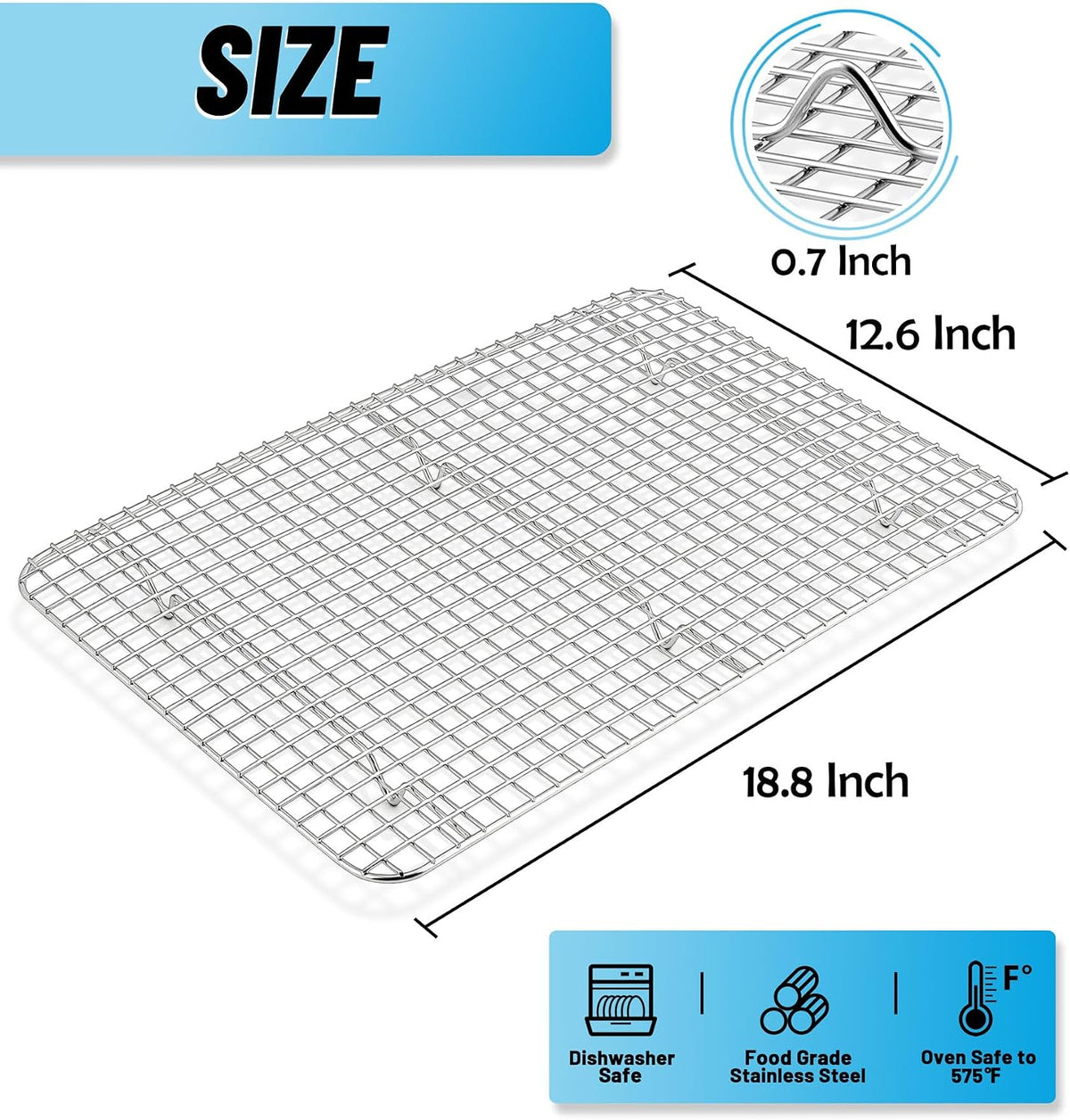 TeamFar Cooling Rack, 8.75”x6.25” Stainless Steel Baking Grid Wire Rack