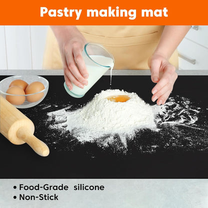 Extra Large Silicone Mats for Kitchen Counter,24"x80"Heat Resistant Mat for Kitchen Island,Waterproof Multipurpose Countertop Protector,New Skin-Friendly Material Table Protector,Freely Cuttable,Black