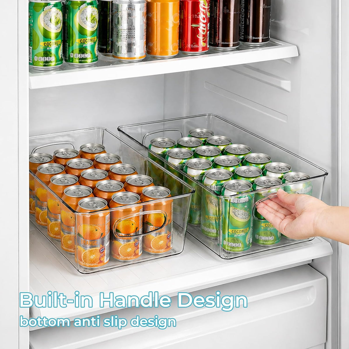 UFORU 10 Pack Clear Pantry Organizers and Storage, Stackable Plastic Storage Bins with Handles, Clear Storage Bins for Kitchen, Fridge, Freezer, Cabinet and Containers for Pantry Organization