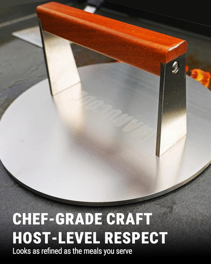 Bacon Press, Stainless Steel Flat Bottom, 9.25 x 5.7 in, 3.2 lb