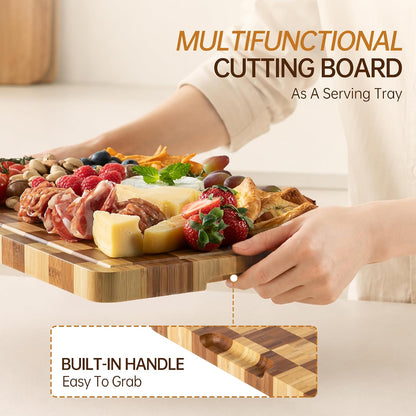 THETCHRY Cutting Boards for Kitchen, Checkered Walnut Wooden Cutting Board