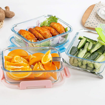 C CREST [10 Pack] Glass Meal Prep Containers, Food Storage Containers with Lids Airtight, Glass Lunch Boxes, Microwave, Oven, Freezer and Dishwasher Safe
