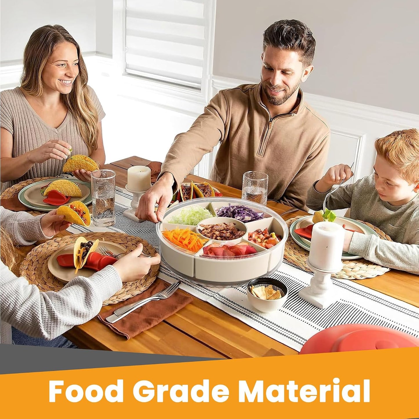 Reusable Snack Containers with Lids Veggie Trays for Fridge, Party Serving Trays with Handles, Snack Box for Kids Toddlers & Adults, Leak-Proof Fruit & Salad Storage Containers