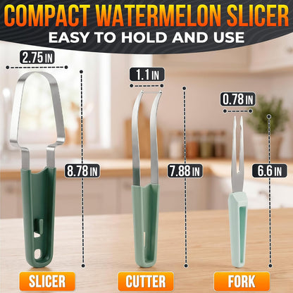 3-in-1 Watermelon Cutter Slicer Tool, Stainless Steel Kitchen Gadget