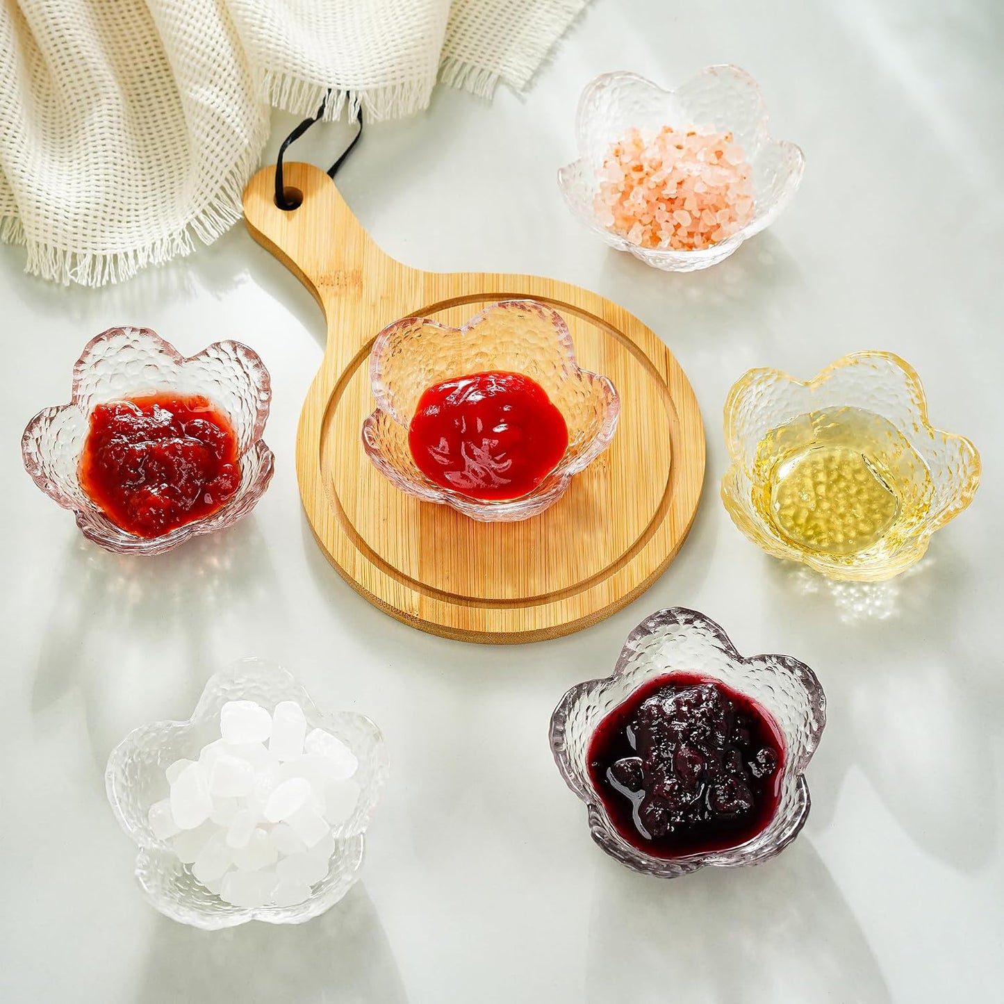 kanpura Mini Glass Bowls, Square Prep Bowl, Dishwasher Safe, Pinch Bowls for Dipping Spices Sauce, Stackable, 1.8 oz, Set of 6, (Clear)