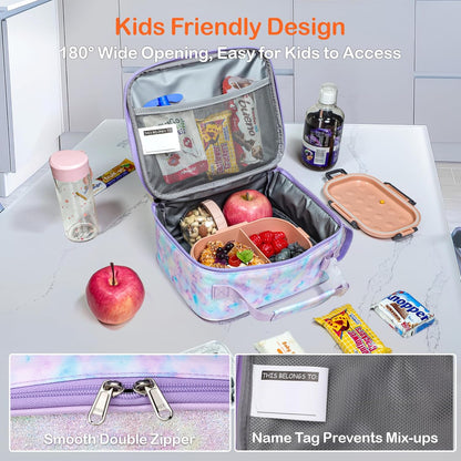 Bagseri Kids Lunch Bag Boys - Thermal Insulated Lunch Box Tote with Water Bottle Holder, Reusable Leak-Proof Kids Lunch Box for Daycare & School, Black Dinosaur (Containers Not Included)