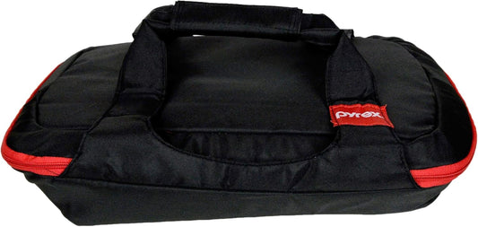 Pyrex 3qt Portables Black/Red Insulated Casserole Carry Tote - Made in USA