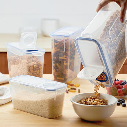 Lock & Lock Easy Essentials Food Storage Bin Set for Pasta, Flour, Sugar/Airtight Container Lids/BPA-Free/Dishwasher Safe, 8 Piece - Clear