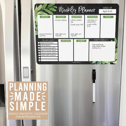 Hadley Designs Weekly Magnetic Calendar for Refrigerator - Dry Erase Board for Fridge, Magnetic Weekly Planner for Kitchen, Reusable Schedule Organizer (Farmhouse)