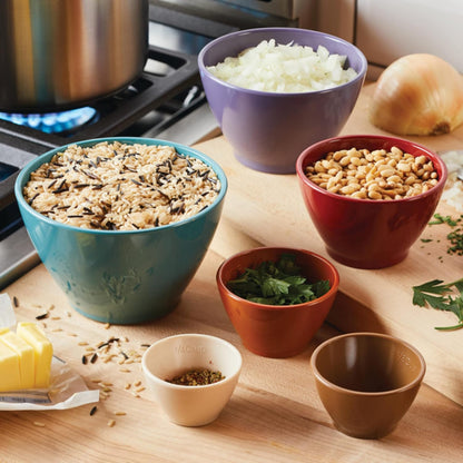 Rachael Ray Tools and Gadgets Nesting/Stackable Measuring Cups Set, 6 Piece - Assorted Colors