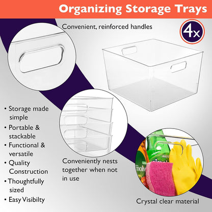 ClearSpace XL Clear Plastic Storage Bins - 2 Pack for Kitchen Cabinet and Fridge Organization