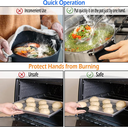 Silicone Assist Handle Holder, Hot Skillet Handle Covers Pot Grip Handle Sleeve Cast Iron Skillets Non-Slip Heat Resistant Pan Grip Cover for Cast Iron Woks Frying Pans Griddles Skillets (Blue)