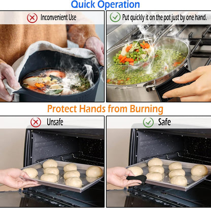 Silicone Assist Handle Holder, Hot Skillet Handle Covers Pot Grip Handle Sleeve Cast Iron Skillets Non-Slip Heat Resistant Pan Grip Cover for Cast Iron Woks Frying Pans Griddles Skillets (Red)