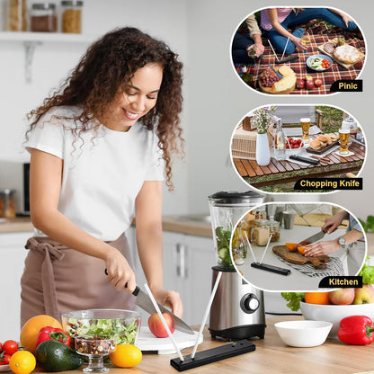 Feekoon 9.8" Ceramic Crock Knife Sharpener, 2-Rod Turn Box for Kitchen