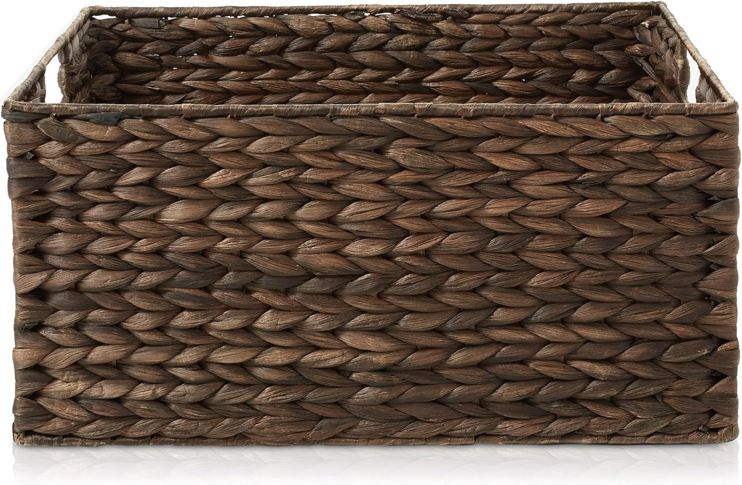 Casafield Set of 4 Water Hyacinth Pantry Baskets, 10" x 13" x 5", with Chalkboard Labels and Chalk Marker - Natural, Woven Storage Bin Organizers for Kitchen Shelves