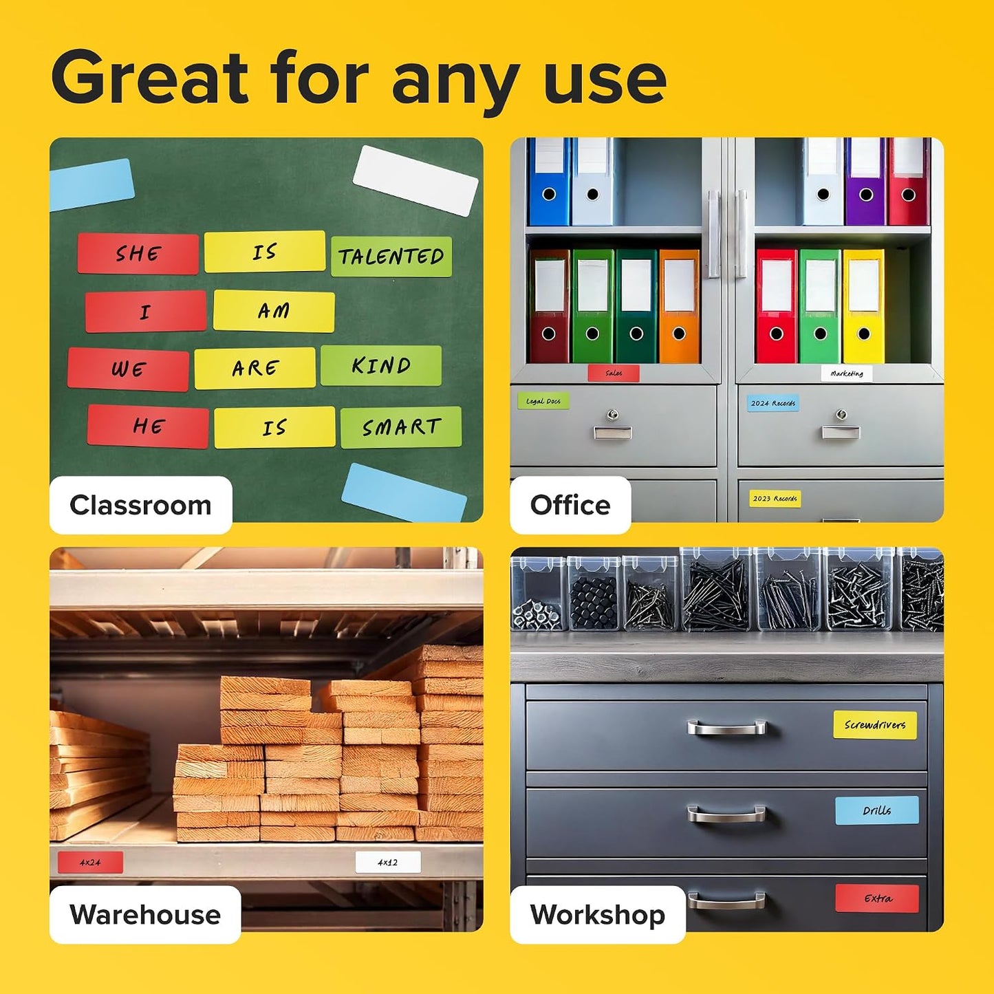 Dry Erase Magnetic Labels - Reusable Sticky Notes - Notepads for Refrigerator - Dry Erase Magnet Sheets - Blank Magnet Stickers to Write On - Magnets for Whiteboard Classroom Fridge